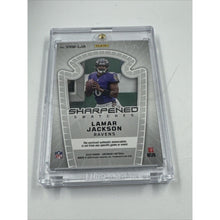 Load image into Gallery viewer, Lamar Jackson 2023 Obsidian #SSW-LJA Sharpened Green Electric Etch /25 Ravens