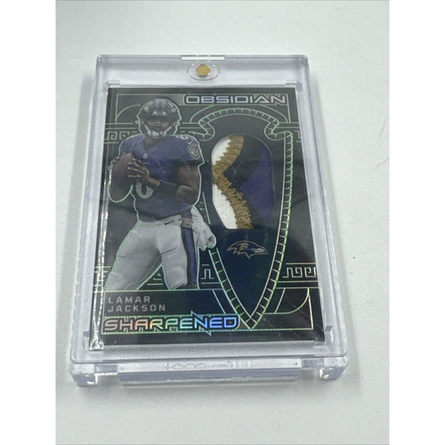 Lamar Jackson 2023 Obsidian #SSW-LJA Sharpened Green Electric Etch /25 Ravens