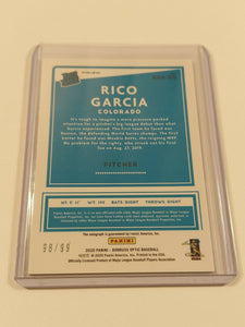 2020 Donruss Optic Rico Garcia Green Prizm Rated Rookie On Card Auto 98/99!!