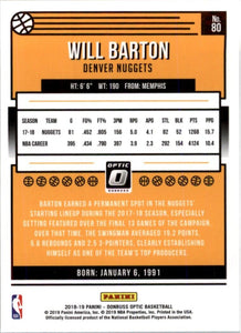 2018-19 Donruss Optic Will Barton Denver Nuggets #80