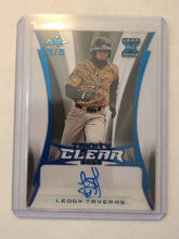 Load image into Gallery viewer, Leody Taveras 2020 Leaf Trinity Clear Auto Autograph RC /25 Texas Rangers