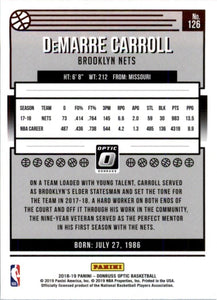2018-19 Donruss Optic DeMarre Carroll Brooklyn Nets #126