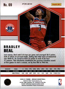 2020-21 Panini Mosaic Bradley Beal Washington Wizards #69 Green Mosaic