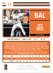 2018 Panini Chronicles Studio Austin Hays RC Baltimore Orioles #11