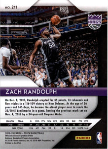2018-19 Panini Prizm Zach Randolph Sacramento Kings #211