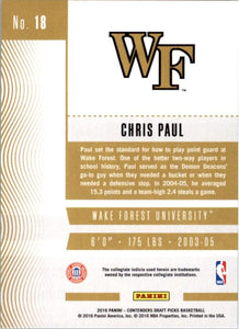 2016-17 Panini Contenders Draft Picks Chris Paul Wake Forest Demon Deacons #18