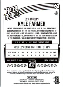 2018 Panini Chronicles Optic Rated Rookies Kyle Farmer RC Los Angeles Dodgers