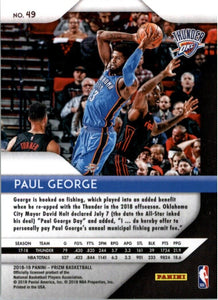 2018-19 Panini Prizm Paul George Oklahoma City Thunder #49