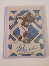 Load image into Gallery viewer, 2022 LEAF METAL DRAFT BLUE WAVE RARE /30 FOOTBALL JALEN WYDERMYER AUTOGRAPH