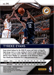 2018-19 Panini Prizm Tyreke Evans Indiana Pacers #94
