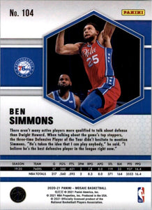 2020-21 Panini Mosaic Ben Simmons Philadelphia 76ers #104