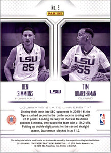 2016-17 Panini Contenders Draft Picks Collegiate Connections Ben Simmons/Tim